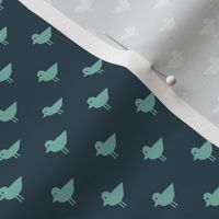 Birds - Bird Patrol Badge Coordinate - Fun Pet Dog Fabric - teal on navy - LAD22