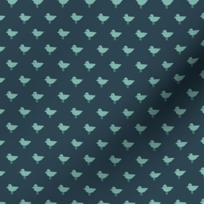 Birds - Bird Patrol Badge Coordinate - Fun Pet Dog Fabric - teal on navy - LAD22