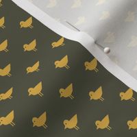 Birds - Bird Patrol Badge Coordinate - Fun Pet Dog Fabric - gold on olive - LAD22