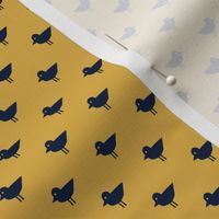 Birds - Bird Patrol Badge Coordinate - Fun Pet Dog Fabric - navy on gold - LAD22