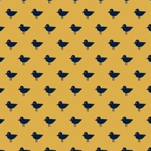Birds - Bird Patrol Badge Coordinate - Fun Pet Dog Fabric - navy on gold - LAD22