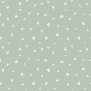 Little hearts, nude, beige, sage green