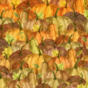 Small Pumpkin Patch Repeat in Autumnal Tones of Orange 