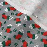 (small scale) Pups Stocking - dog bone christmas stockings - grey - LAD22