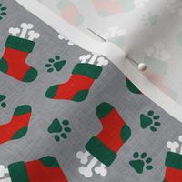 Pups Stocking - dog bone christmas stockings - grey - LAD22