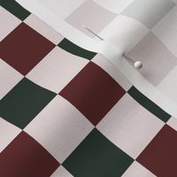 1 inch Christmas checks - berry red and forest green 90s checkerboard