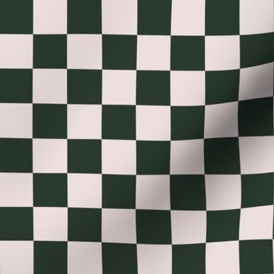 1 inch Christmas Checks - forest green and white 90s checkerboard