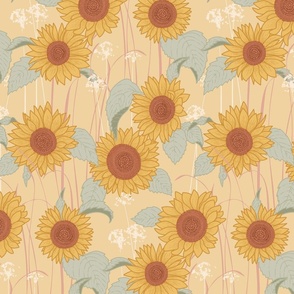 Vincents Sunflowers | corn yellow | pink grasses | 12"
