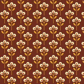 Groovy Retro Floral on Brown