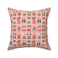 Puppy Dogs in Retro Christmas Sweaters on pink - 2 inch
