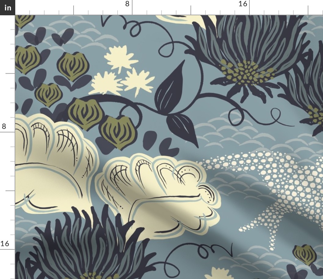 Victorian-Era Floral - Dusty Blue - Jumbo