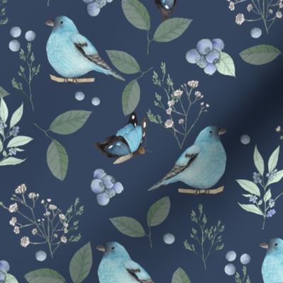 BlueberriesBirds_Butterflies_Denim