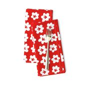 Chunky Flower Simple Bright Red and White by Lisa Chicken - Medium