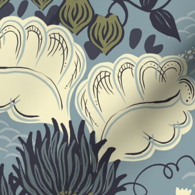 Victorian-Era Floral - Dusty Blue - Large