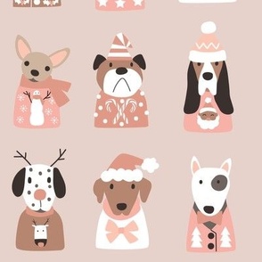 Puppy Dogs in Retro Christmas Sweaters neutral - 3 inch