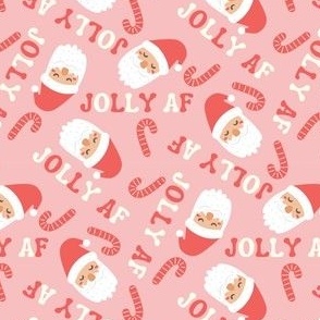 SMALL JOLLY AF holiday christmas fabric - pink