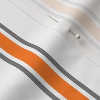 Orange and Gray Ticking Stripe on White