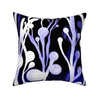 Space Seaweed Otherworldly Botanical Surrealistic Flowers - Blue and Purple