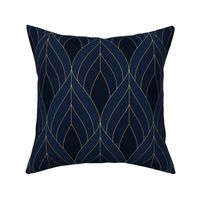 ART DECO BLOSSOMS - SUPER DARK BLACK/BLUE TONES WITH GOLDEN LINE WORK