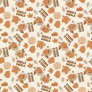 SMALL Gobble Gobble Turkey Thanksgiving Holiday fabric