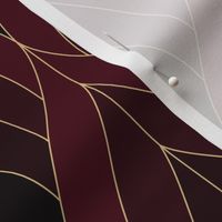 ART DECO BLOSSOMS - REAL DARK RED TONES WITH GOLD LINES, LARGE SCALE