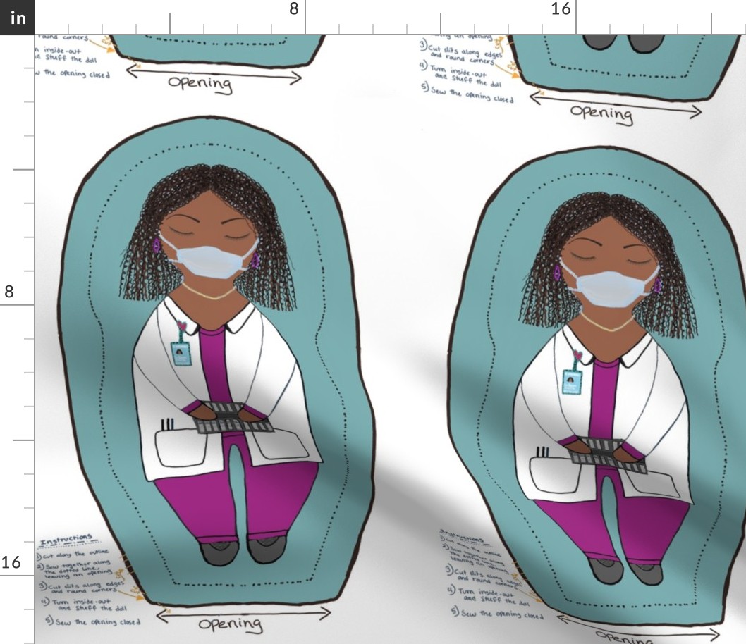 Fabric dolls- for sewing your own doll.  
Easy sewing level.  Laboratory pathology cytology histology lab worker plush doll.