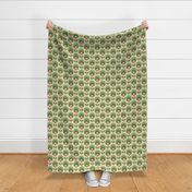 1066 medium - retro green flowers