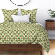 1066 medium - retro green flowers