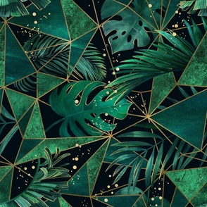 Tropical palm leaves with geometrics smaller