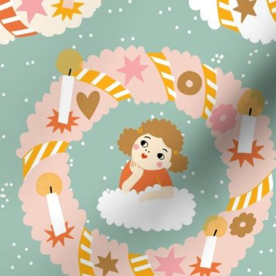 advent wreaths with angels and deer // medium