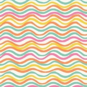 Wavy stripes lines in yellow, orange, green and pink