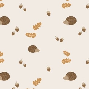 Hedgehog and acorns // earthy tones