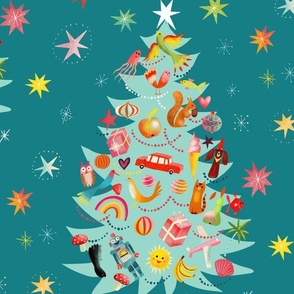 festive christmas tree // mint teal // medium