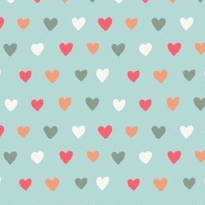 Textured love hearts Valentine's Day orange green red cream - MEDIUM SCALE