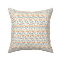 Wavy stripes lines in cream, blue, green, tangerine and coral