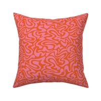 Medium groovy retro abstract liquid swirl in pink and orange red