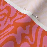 Medium groovy retro abstract liquid swirl in pink and orange red