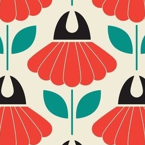 2040 medium - scandi flowers, red