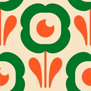 2042 large - retro daisies, green / orange