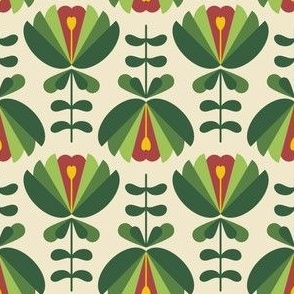 2049 small - green / red flowers