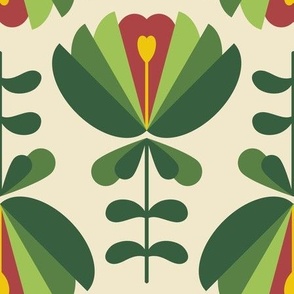 2049 large - green / red flowers