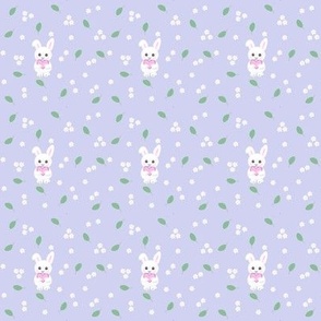 Tiny bunnies and blossoms on lilac 