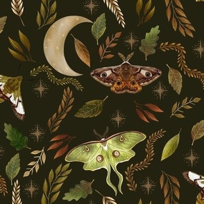 Celestial Forest  Moths Green