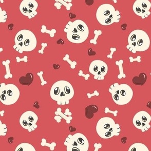 skulls and hearts on berry