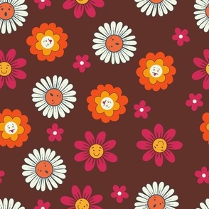 Retro Groovy Smiley Daisies