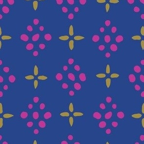 Block print cross-check • Blue and pink