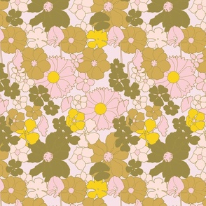 Sixties Flower Power Mustard Joy