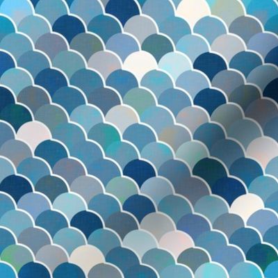 Fish Scale Pattern in Blue Shades / Medium