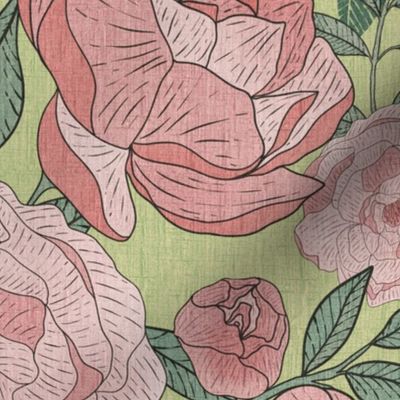 Victorian peony green bg