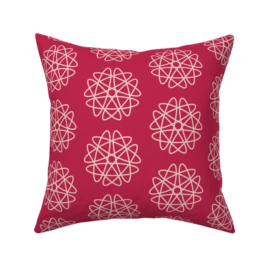 Nuclear Orbits Vertical - Dogwood Pink on Viva Magenta - cute elegant red geometric line hearts valentine blender